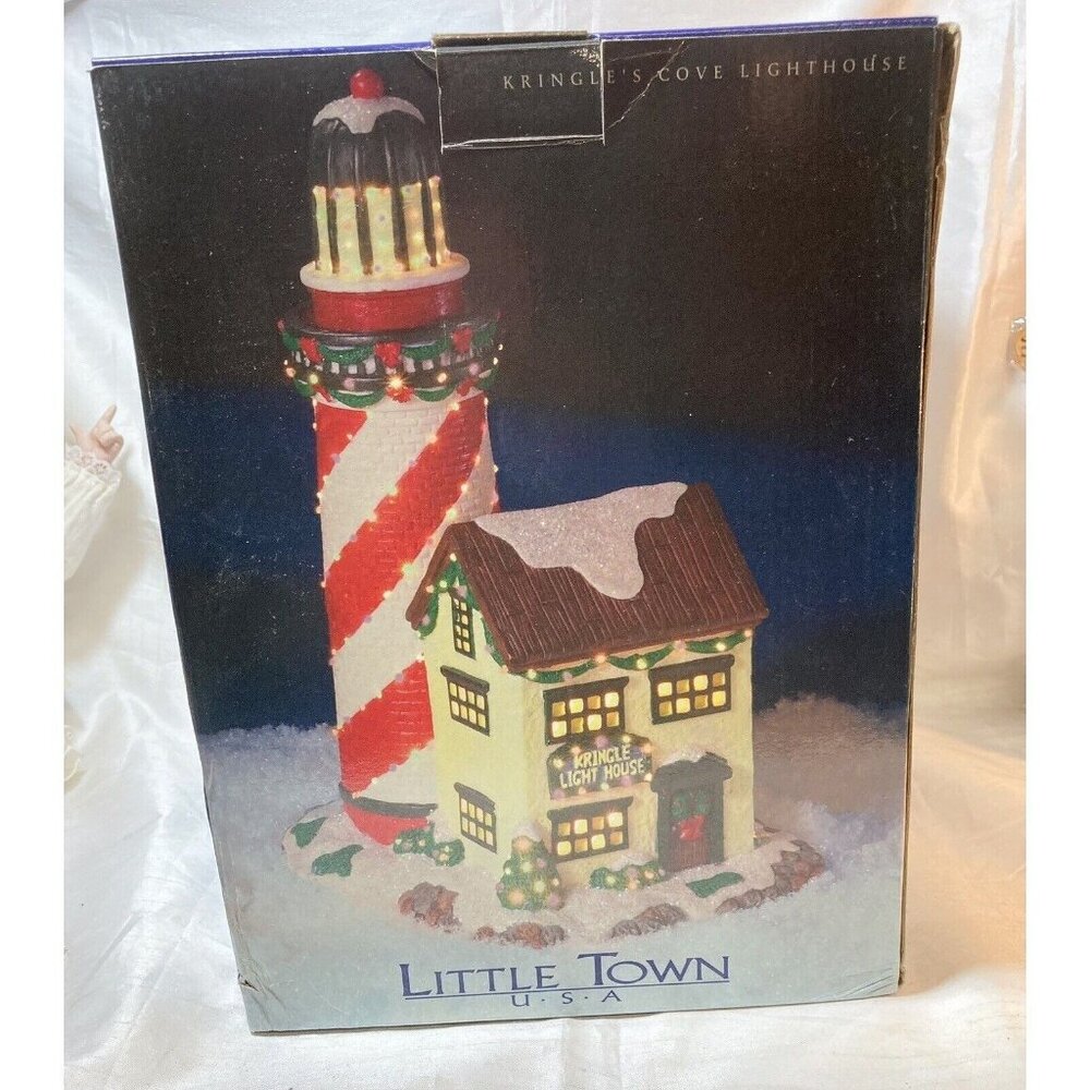 Kringle Village Fisherman’s Cove Light Up Xmas Lighthouse 2002#822027- Retired